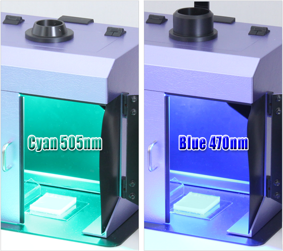Cyan & Blue LED光源内蔵　ゲル撮影切出し装置　