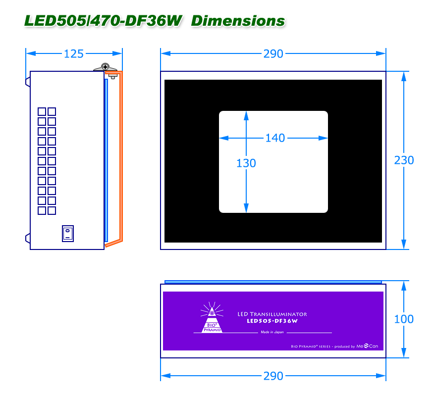 LED トランスイルミネーター　サイズ