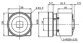 WATEC アナログ CマウントTVカメラ WAT-1200CS寸法図