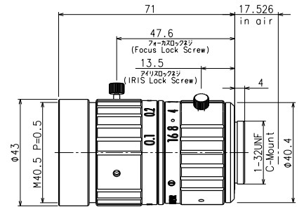 Cマウントレンズ　寸法図　M111FM25VIR