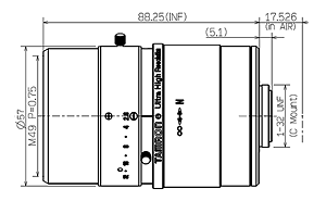 Cマウントレンズ　寸法図　M23FM50