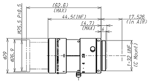 Cマウントレンズ 寸法図 M118FM50