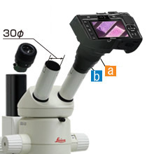 コンパクトデジタルカメラ、顕微鏡接眼レンズφ30mmへの接続・取りつけ