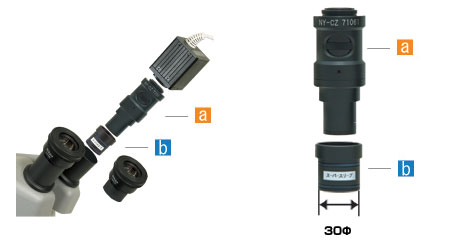 接眼レンズ部　径30mmへの取り付け　CマウントCCDカメラ用顕微鏡接続取り付けアダプター