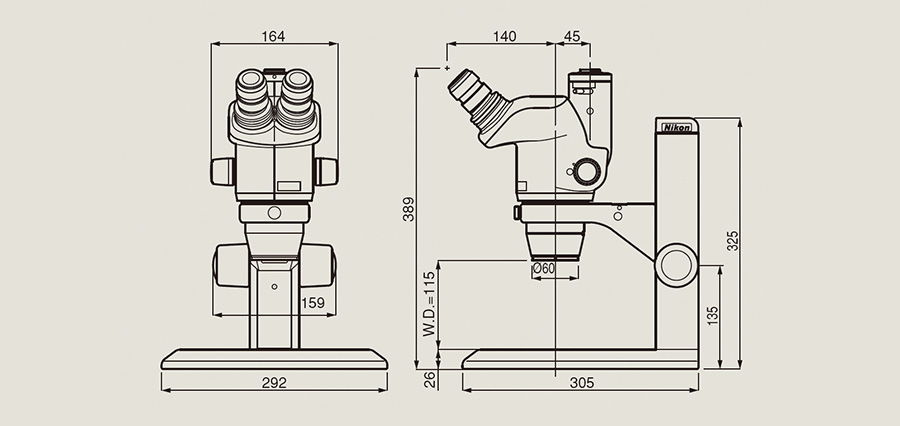 実体顕微鏡SMZ745T　寸法図