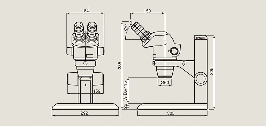 実体顕微鏡SMZ745　寸法図
